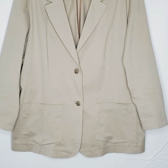 Eddie Bauer Cotton Twill Blazer Size 20 Khaki Button Front Jacket Pockets Preppy - Picture 4 of 15